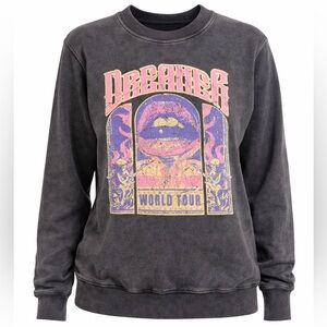 Dreamer World Tour Graphic Crewneck Sweatshirt M Charcoal Vintage Wash Unisex